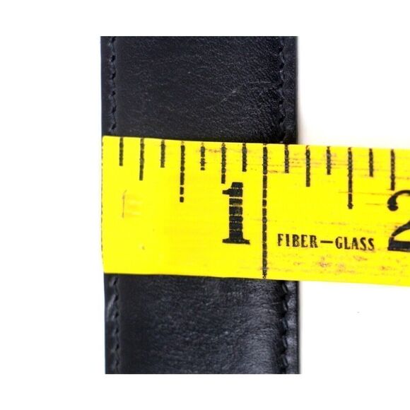 Trafalgar BLACK GENUINE LEATHER 1 1/8"Wd STITCH CASUAL DRESS BELT Size 42 (A43 - Picture 9 of 13